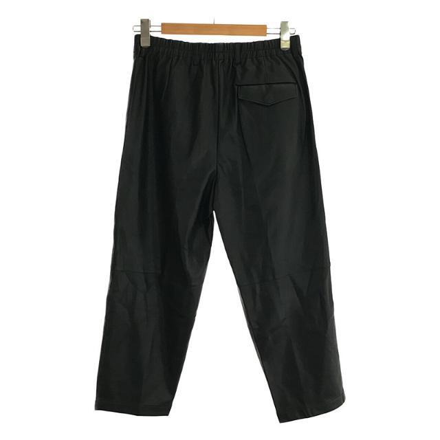 【新品】  stein / シュタイン | FAKE LEATHER WIDE TROUSERS / Dark charcoal フェイクレザー 2タック スラックス パンツ | S | ブラック | メンズ