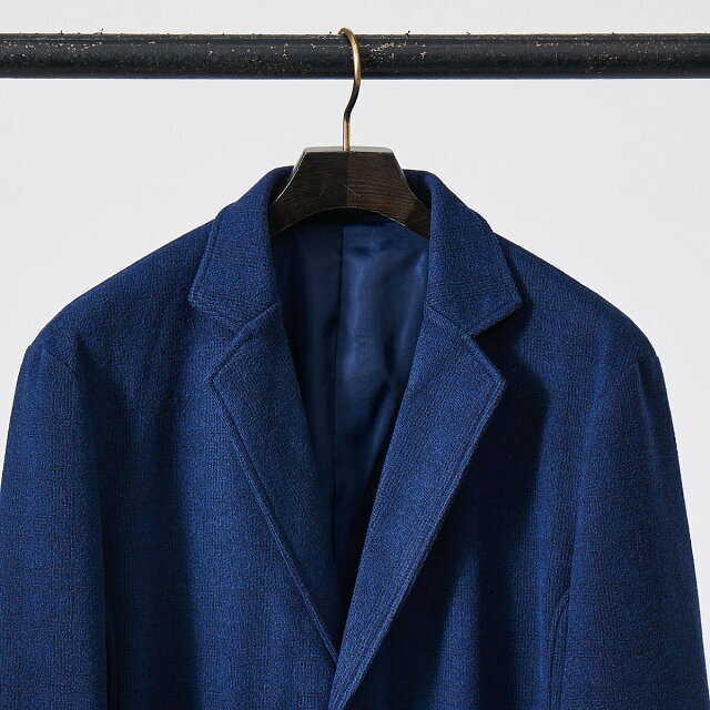 ABAHOUSE(アバハウス)の【ブルー】ニット メルトン チェスターコート メンズのジャケット/アウター(チェスターコート)の商品写真