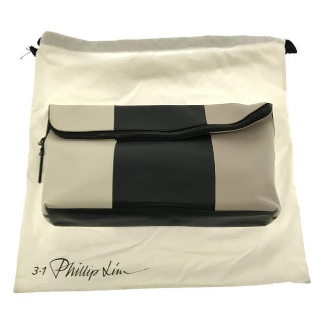 3.1 Phillip Lim(スリーワンフィリップリム)の3.1 Phillip Lim /  スリーワンフィリップリム | HOUR BAG バイカラー レザークラッチバッグ | ホワイト/ブラック | レディース レディースのバッグ(クラッチバッグ)の商品写真