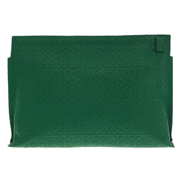 【新品】 LOEWE / ロエベ | アナグラム Tポーチ レザー クラッチバッグ 保存袋有 | グリーン | レディース
