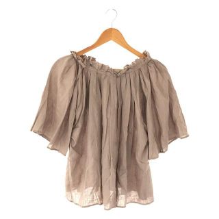 ネストローブ(nest Robe)の【美品】  nest robe / ネストローブ | リネン フリル ギャザー ブラウス | F | グレー | レディース(シャツ/ブラウス(半袖/袖なし))