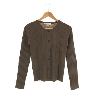 ジョンスメドレー(JOHN SMEDLEY)のJOHN SMEDLEY / ジョンスメドレー | 英国製 メリノ ウール ハイゲージ ケーブル リブ 切替 くるみボタン クルーネック カーディガン | S | グレー | レディース(カーディガン)