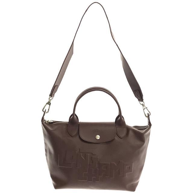 レディース【新品】  Longchamp / ロンシャン | 1512712E78 フランス製 2way LE PLIAGE CUIR ESTAMPE TOP HANDLE BAG プリアージュ キュイール エスタンプ ハンドル ショルダー バッグ 内側総柄 保存袋有 | ブラウン | レディース