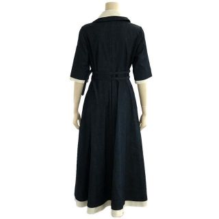 【美品】 madder madder / マダマダ | ”TWINS” layered bicolor dress ツインズ レイヤード バイカラー  ドレス ロング ワンピース ベルト・つけ襟付き | INDIGO×WHITE | レディース