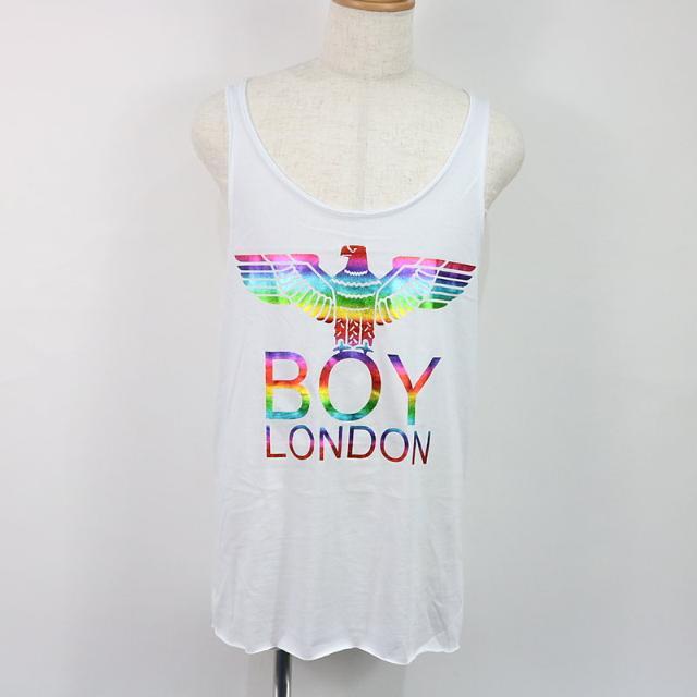 BOYLONDON / ボーイロンドン | ロゴプリントカットオフタンクトップ | S | ホワイト | メンズ メンズのトップス(タンクトップ)の商品写真