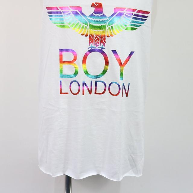 BOYLONDON / ボーイロンドン | ロゴプリントカットオフタンクトップ | S | ホワイト | メンズ メンズのトップス(タンクトップ)の商品写真