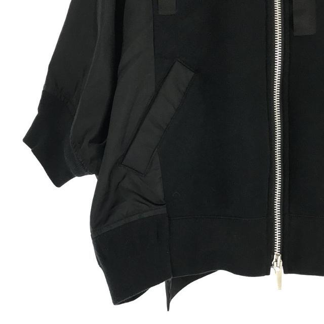 sacai / サカイ | 2021AW | stitching bat sleeve hooded jacket 異素材 切替 ドッキング ナイロン スポンジ フーディー ブルゾン ジャケット | 3 | ブラック | レディース 2