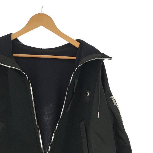 sacai / サカイ | 2021AW | stitching bat sleeve hooded jacket 異素材 切替 ドッキング ナイロン スポンジ フーディー ブルゾン ジャケット | 3 | ブラック | レディース 3