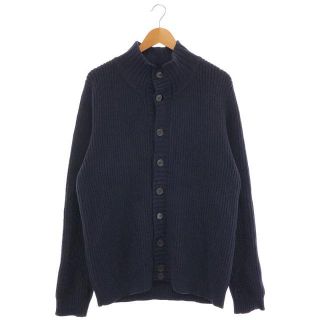 ジョンスメドレー(JOHN SMEDLEY)のJOHN SMEDLEY / ジョンスメドレー | 英国製 ウールカ シミヤ ローゲージ エルボーパッチ ハイネック カーディガン | S | ネイビー | メンズ(カーディガン)