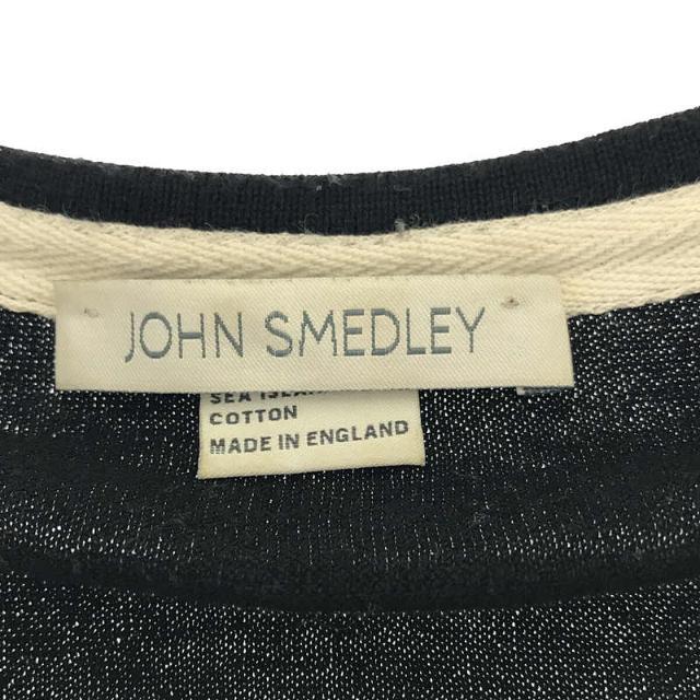 JOHN SMEDLEY(ジョンスメドレー)のJOHN SMEDLEY / ジョンスメドレー | チェーンステッチ シーアイランドコットン Vネック 半袖ニット | S | ブラック | レディース レディースのトップス(Tシャツ(半袖/袖なし))の商品写真