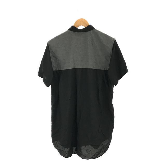 BLACK COMME des GARCONS(ブラックコムデギャルソン)の【美品】  BLACK COMME des GARCONS / ブラックコムデギャルソン | AD2019 2020SS | ポリエステル縮絨 ヨーク切替 半袖シャツ | XL | ブラック | メンズ メンズのトップス(Tシャツ/カットソー(半袖/袖なし))の商品写真