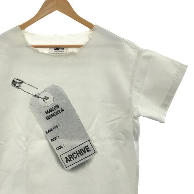 MM6 Maison Margiela / エムエムシックス メゾンマルジェラ | 2017SS | Archive  オーバーサイズカットオフロゴTシャツ | 38 | ホワイト | レディース