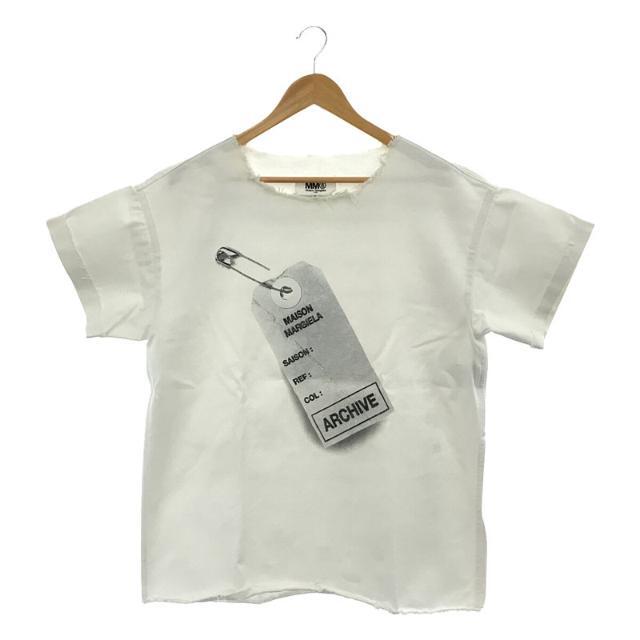 MM6 Maison Margiela / エムエムシックス メゾンマルジェラ | 2017SS | Archive  オーバーサイズカットオフロゴTシャツ | 38 | ホワイト | レディース