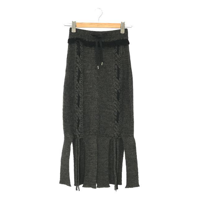 スカート【新品】  malamute / マラミュート | 2020AW | braid slit skirt ニット スリット ロングスカート | S | KHAKI | レディース