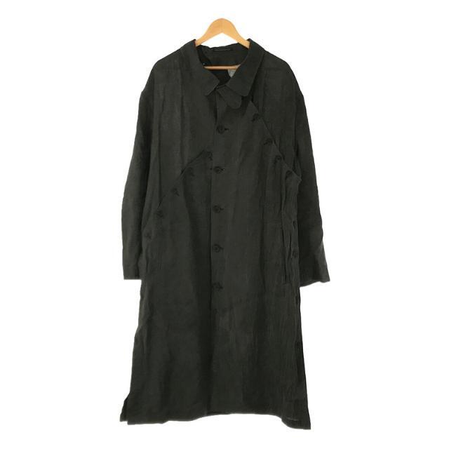 【美品】  YOHJI YAMAMOTO POUR HOMME / ヨウジヤマモトプールオム | 2021SS | リネン ボタン 切替えデザイン ロングコート | チャコールグレー | メンズ