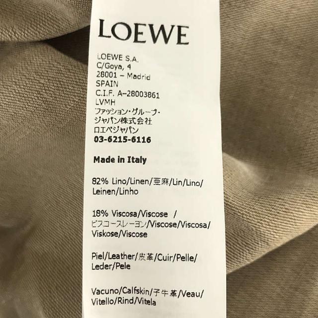【新品】 LOEWE / ロエベ | ウエストベルト付き レザー切替 リネン バイカラー ロング シャツ コート ハンガー付き | 32 | ベージュ | レディース