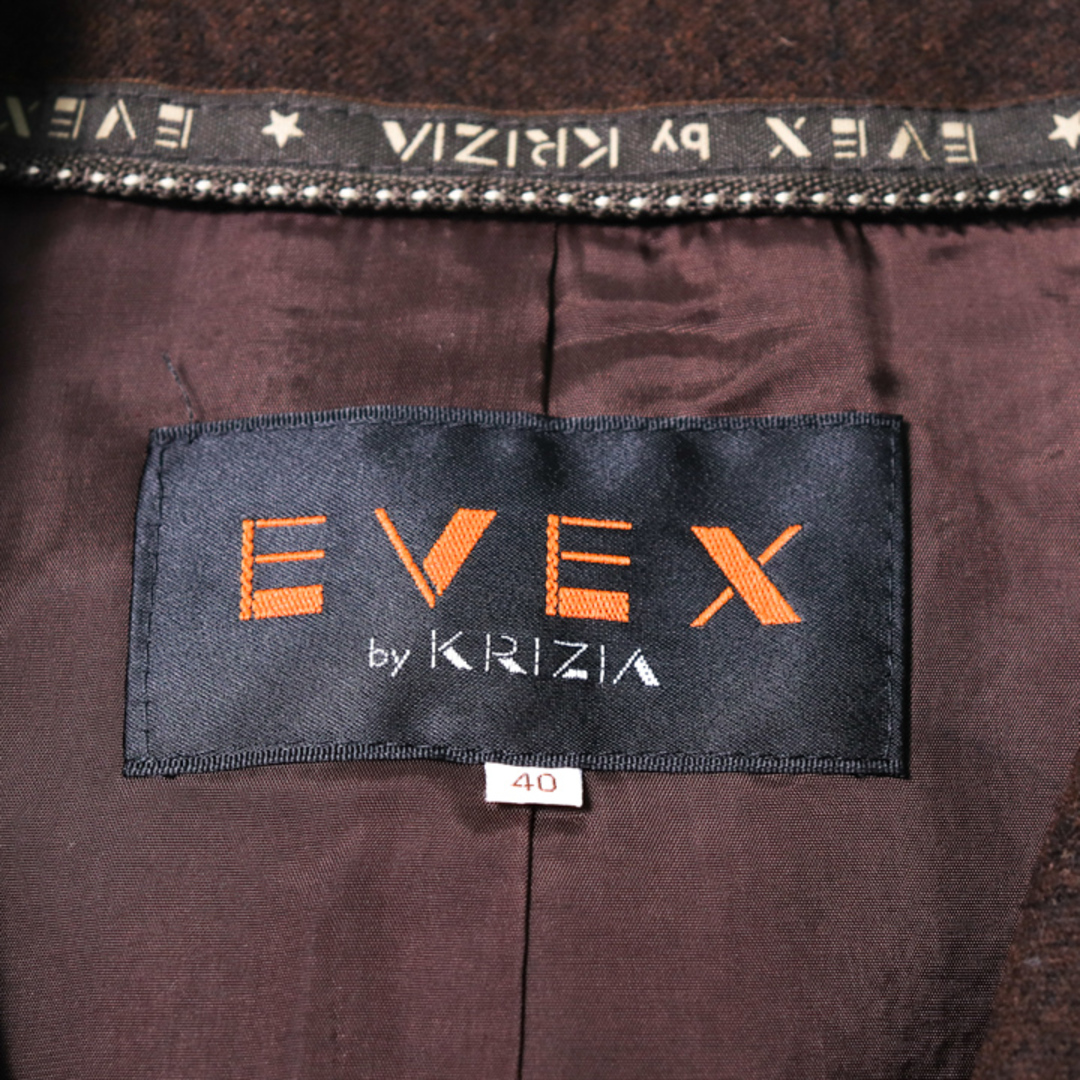 エヴェックス バイ クリツィア ジャケットコート フード付 ジップアップ アウター ウール レディース 40サイズ ブラウン EVEX by KRIZIA