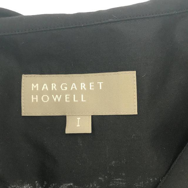 MARGARET HOWELL(マーガレットハウエル)のMARGARET HOWELL / マーガレットハウエル | 2018SS | シアーコットン フリルカラー ブラウス 半袖シャツ | 1 | ブラック | レディース レディースのトップス(Tシャツ(半袖/袖なし))の商品写真