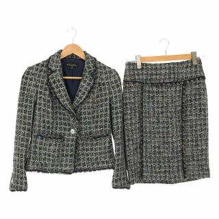 ブルックスブラザース(Brooks Brothers)の【美品】  BROOKS BROTHERS / ブルックスブラザーズ | セットアップ ツイード 1B シングル ジャケット / バックジップ スカート | 0 | ブルー | レディース(スーツ)