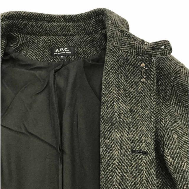 【美品】 A.P.C. / アーペーセー | × Harris Tweed ハリスツイード チンストラップ ウール ツイード シングル ロングコート  | XS | グレー | メンズ