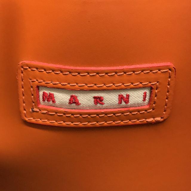 【美品】  MARNI / マルニ | 2way MUSEO SMALL ミュゼオ シャイニー＆スムースカーフスキン ショッピング ハンド バッグ ショルダー・巾着袋付き | ‐ | ネイビー/オレンジ | レディース 4