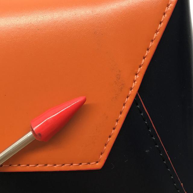 【美品】 MARNI / マルニ | 2way MUSEO SMALL ミュゼオ シャイニー&スムースカーフスキン ショッピング ハンド バッグ ショルダー・巾着袋付き | ‐ | ネイビー/オレンジ | レディース