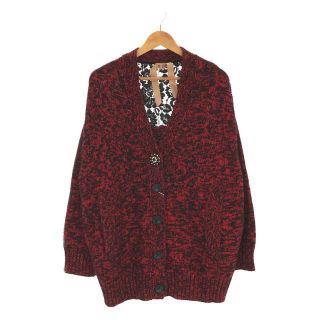 ヌメロヴェントゥーノ(N°21)の【美品】  N°21 / ヌメロヴェントゥーノ | MAGLIA CARDIGAN モヘア混 バック レース ビジューボタン カーディガン | 42 | レッド | レディース(カーディガン)