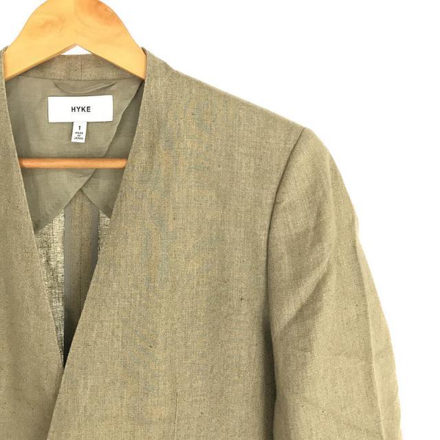 【美品】 HYKE / ハイク | 2022SS | LINEN BLAZER リネン ノーカラージャケット | 1 | ライトベージュ | レディース