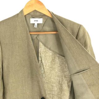 【美品】 HYKE / ハイク | 2022SS | LINEN BLAZER リネン ノーカラージャケット | 1 | ライトベージュ | レディース