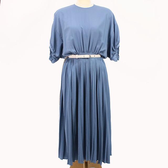 LE CIEL BLEU / ルシェルブルー | Georgette Pleated Dress プリーツドレスワンピース | 36 | ブルー | レディース