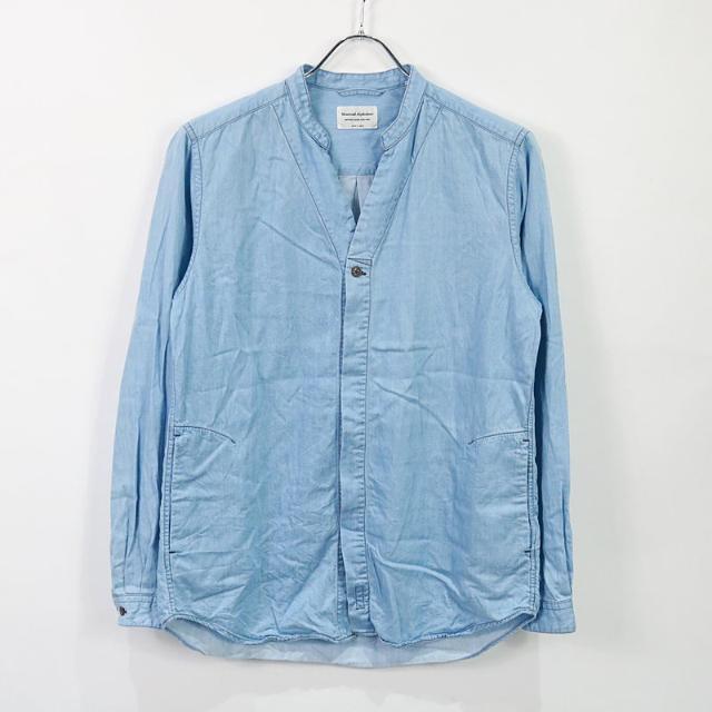 MANUAL ALPHABET / マニュアルアルファベット | テンセルシャンブレー Vネックシャツ | 1 | ブルー | メンズ メンズのトップス(Tシャツ/カットソー(七分/長袖))の商品写真