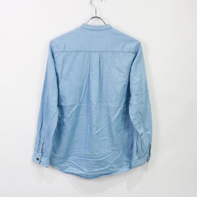 MANUAL ALPHABET / マニュアルアルファベット | テンセルシャンブレー Vネックシャツ | 1 | ブルー | メンズ メンズのトップス(Tシャツ/カットソー(七分/長袖))の商品写真