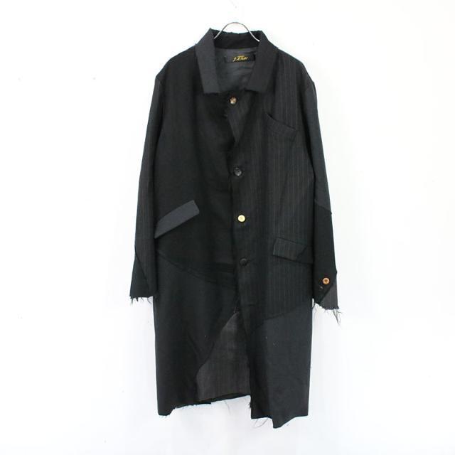 ARCHIVIO J.M.Ribot / アルキビオジェイエムリボット | 2019AW | Wool Patch Work / Antique Button Coat パッチワーク コート | 46 | ブラック