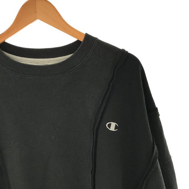 DISCOVERED(ディスカバード)のDISCOVERED / ディスカバード | NEWSED リメイクアイテム Wide Champion Sweat 再構築 ワイド チャンピオン スウェット ビッグシルエット トレーナー | F | ブラック | メンズ メンズのトップス(スウェット)の商品写真