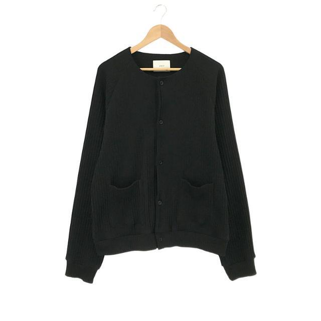 【美品】  stein / シュタイン | 2021SS | PLEATED KNIT CARDIGAN プリーツ ラウンドネック カーディガン ブルゾン ユニセックス ST.244 | L | ブラック | メンズ