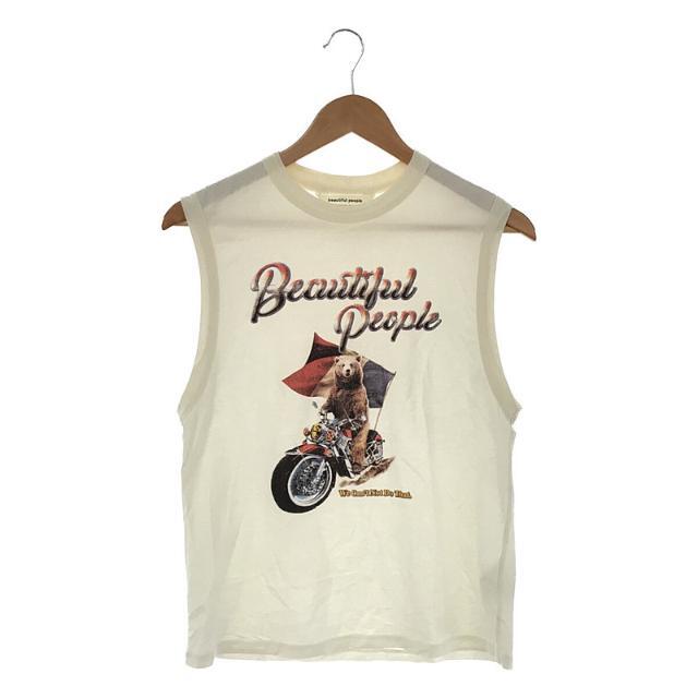 beautiful people(ビューティフルピープル)のbeautiful people / ビューティフルピープル | 2017SS | 100/2 supima bear bike tank top クマ バイク ノースリーブカットソー | XS | オフホワイト | レディース レディースのトップス(Tシャツ(半袖/袖なし))の商品写真