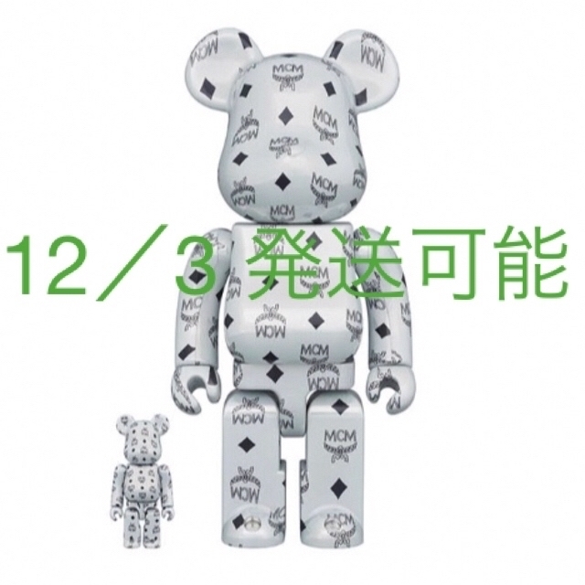 BE@RBRICK(ベアブリック)のBE@RBRICK MCM WHITE CHROME Ver. 100%&400 ハンドメイドのおもちゃ(フィギュア)の商品写真