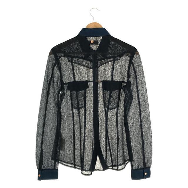 DIESEL(ディーゼル)の【新品】  DIESEL / ディーゼル | メッシュ インディゴ切替 レギュラーカラー シャツ  | M | ネイビー | レディース レディースのトップス(シャツ/ブラウス(半袖/袖なし))の商品写真