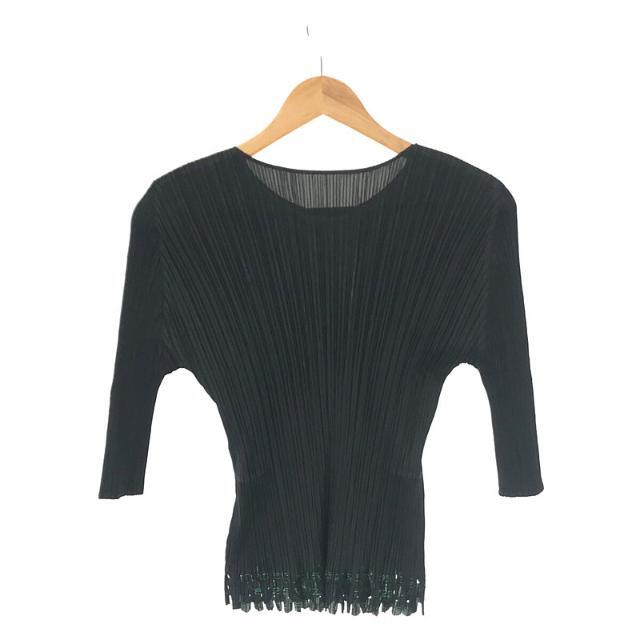 PLEATS PLEASE ISSEY MIYAKE / プリーツプリーズイッセイミヤ | 数字柄 カット デザイン プリーツ  カットソー トップス black | 3 | ブラック | レディース