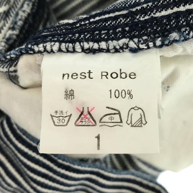 nest Robe(ネストローブ)のnest robe / ネストローブ | コットン インディゴ染め ヒッコリー パンツ | 1 | インディゴ / ホワイト | レディース レディースのパンツ(その他)の商品写真