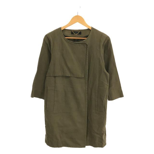 SACRA(サクラ)のSACRA / サクラ | linen trench coat コットン リネン ノーカラー コクーン トレンチ コート | 38 | カーキ | レディース レディースのジャケット/アウター(その他)の商品写真