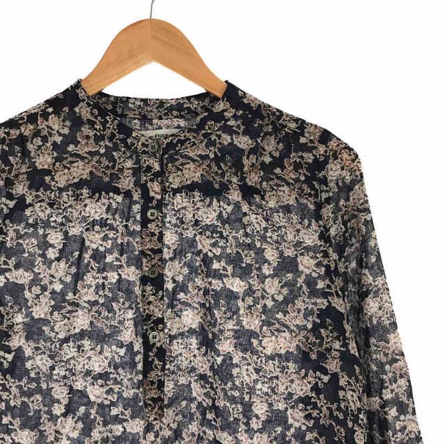 【美品】 ISABEL MARANT ETOILE / イザベルマランエトワール | コットン フラワー スリット バンドカラー プルオーバー シャツ ブラウス | 34 | ネイビー | レディース
