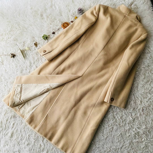 極美品 MAX MARA 白タグ カシミヤ混 ロングコート 40 女優襟 黒色-
