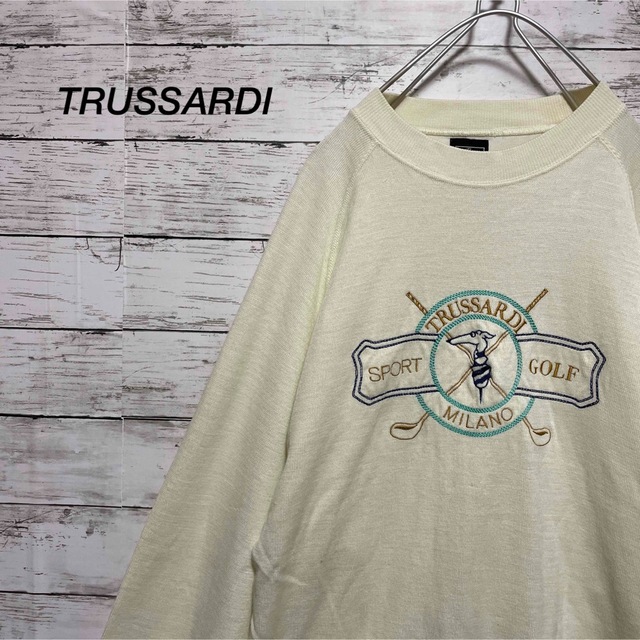 Trussardi(トラサルディ)の90s TRUSSARDI スウェット 刺繍 ロゴ レトロ 90年代 古着 メンズのトップス(スウェット)の商品写真