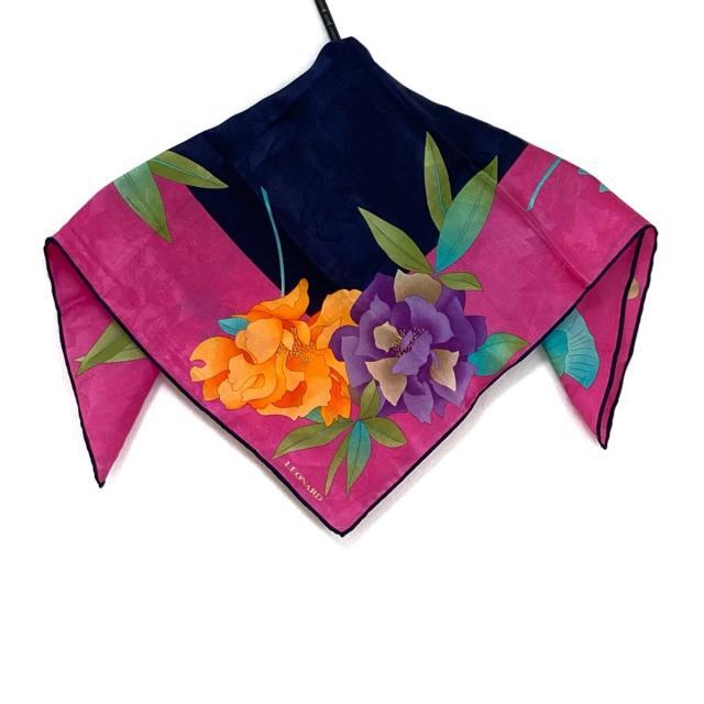 SALE/96%OFF】 美品 LEONARD シルクスカーフ 花柄 熱帯魚 レオナール