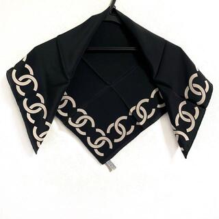 シャネル(CHANEL)のシャネル スカーフ美品  - 黒×アイボリー(バンダナ/スカーフ)