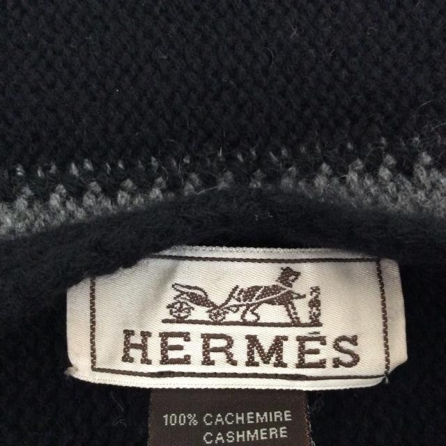 Hermes(エルメス)のエルメス マフラー - 黒×ダークグレー レディースのファッション小物(マフラー/ショール)の商品写真