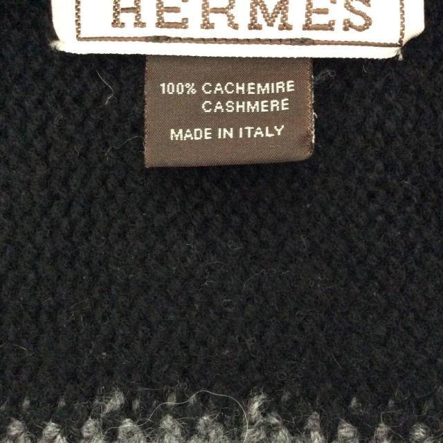 Hermes(エルメス)のエルメス マフラー - 黒×ダークグレー レディースのファッション小物(マフラー/ショール)の商品写真