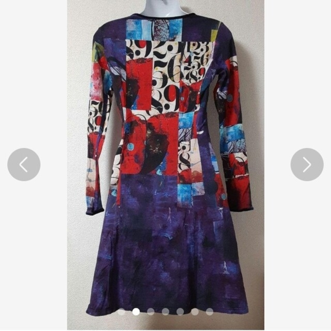 DESIGUAL(デシグアル)の【美品】アーティスティックワンピース　size36　薄手長袖　秋冬　中古 レディースのワンピース(ひざ丈ワンピース)の商品写真