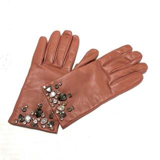 プラダ(PRADA)のPRADA(プラダ) 手袋 - ブラウン ビジュー(手袋)